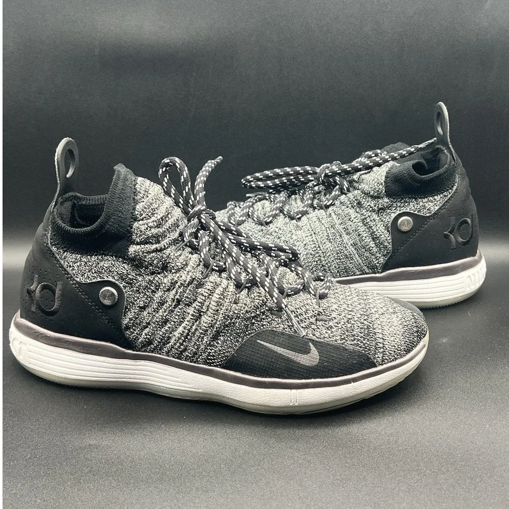 2017 Nike‎ KD 11 Black Grey Flyknit - Kids Youth Size 7Y Women's Size 8.5 USED